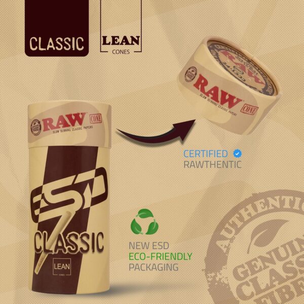 RAW Cones Lean Size Classic - 50 Pack -Slow Burning Rolling Cones with Tips - Image 4
