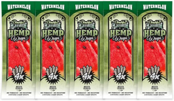 The Original Double Platinum Papers – Non GMO – 4 Sheets & Filters per Pack – 5 Pack - 20 Sheets total (Watermelon)