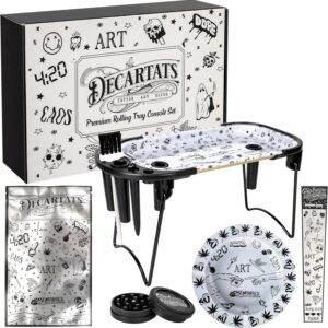 All-in-One Metal Rolling Tray Set with Cone Loader – Premium Foldable Tray, Pre Roll Machine, Ashtray, Candy Grinder & Storage – Fits King Size & 1 1/4 Papers