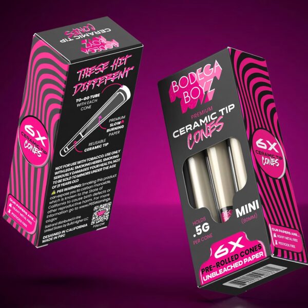 Premium Pre Rolled Cones 0.5g (1 1/4, 84mm) - with Reusable Ceramic Tip, Easy Fill & Slow Burn, Comes in a To-Go Tube & Filling Stick - Unrefined Brown Rolling Paper - 6 Count Single Box - Image 2