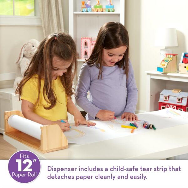 Melissa & Doug Wooden Tabletop Paper Roll Dispenser With White Bond Paper (12 inches x 75 feet) Drawing For Kids Art, Craft Roll For Kids - Image 2