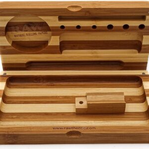 RAW Backflip Bamboo Magnet Rolling Tray (Limited Edition Striped) with Clear ES Scoop Card