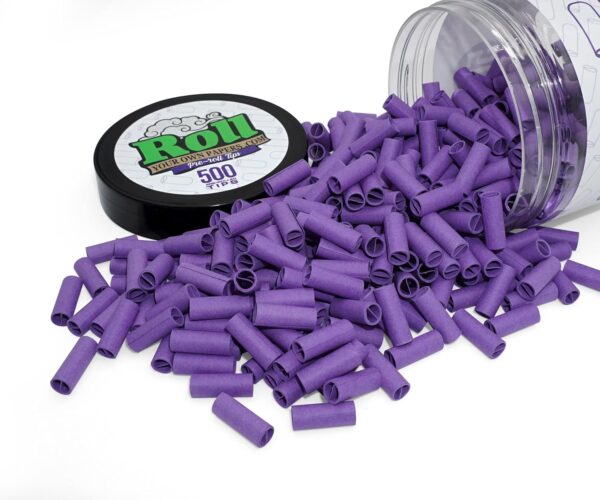 Purple Pre-Rolled Filter Tips, Ø7mm - Bottle of 500 Tips - Image 2