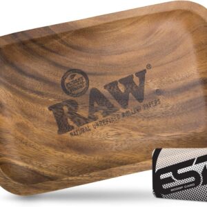 RAW Wood Rolling Tray | Size - Small | Sturdy RAW Designed Wood with Curved Corners - No Creases!