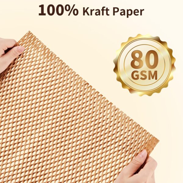 JARLINK Honeycomb Packing Paper, 15"x 213' Bubble Packing Wrap for Packing/Shipping/Moving, Eco-Friendly Bubble Packing Paper Wrapping Roll, Recyclable Moving Supplies With 20 Fragile Sticker Labels - Image 6