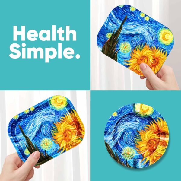 Rolling Tray with PVC Soft Magnetic Lid - 7 x 5.5'', Ashtray - 5.8 x 5.8'' - Set of 3 (Sunflower) - Image 5
