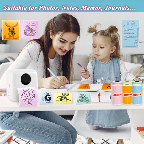 15 Rolls Thermal Sticker Paper 53x28mm for Phomemo T02/M02/M02S/PRO Mini Printers, 3.75m Mini Colorful Self-adhesive Mini Printer Paper for Memoking Mini Printer, Study Notes, Journals, Photos - Image 2