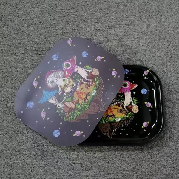 Metal Trays with PVC Soft Magnetic Lid Metal Tray with Lid Cover Small Cute Decorative Tray Ideal Storage for Home or on The Go, 7" x 5.5" - Image 5