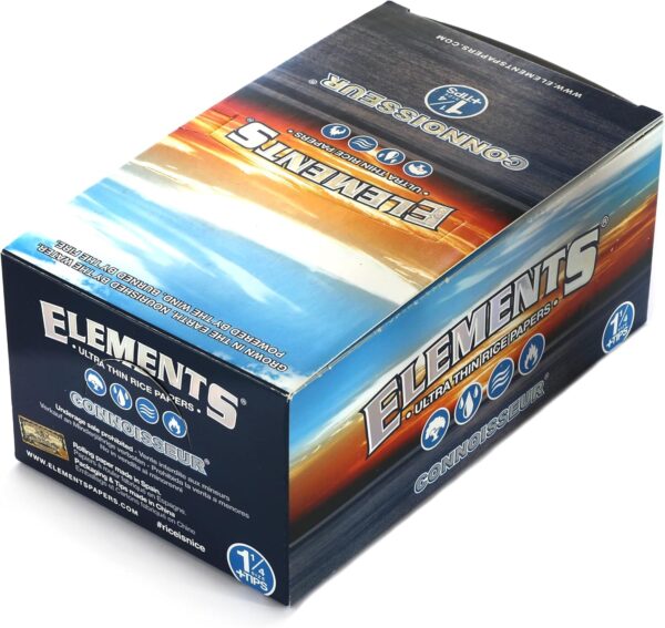 1 Box Elements Connoisseur Size 1 1/4 Ultra Thin Rolling Papers+Tips - Image 2