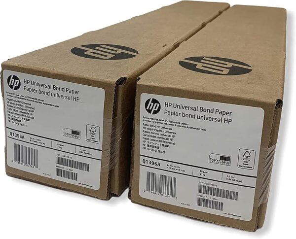 HP Wide Format Universal Bond Paper 24 in x 150 ft, 2 Roll Bundle 4.2 mil - 80 g/m² (21 lbs) 2" Core - Q1396A-2R