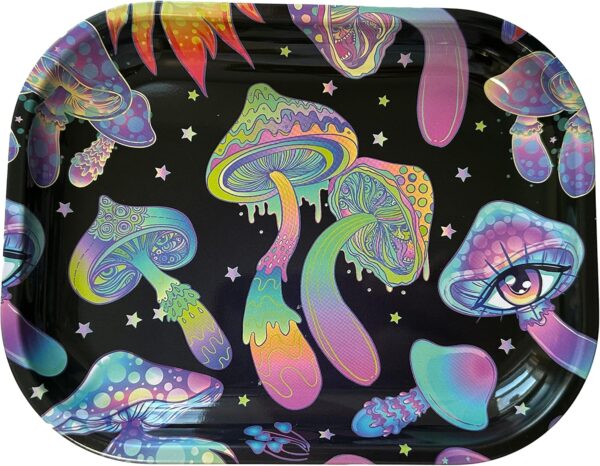 Rolling Tray “Neon Mushrooms” 5.5” x 7" Tobacco Smoke Accessories - Tray God