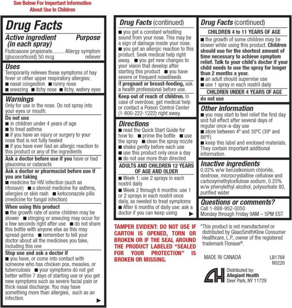 HealthA2Z® Fluticasone Propionate Nasal Sprays | Allery Relief Spray | Runny Nose | Nasal Congestion | Sneezing | Itchy Watery Eyes | 24 Hour Allergy Relief | (2 Packs) - Image 3