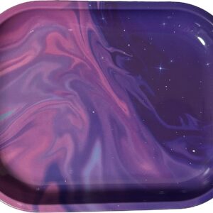 Rolling Tray “Purple Pink Swirl” 5.5” x 7” Metal Tobacco Accessories