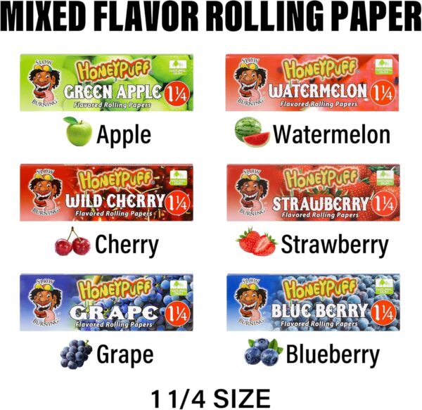 Flavored Rolling Papers Kit | Flavoured Rolling Papers With 6 Different Fruit | 100's Plastic Cigarette Case | Glass Filter Tip - Image 4