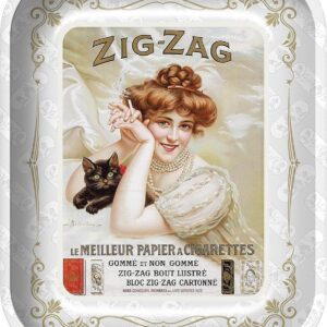 ZIG-ZAG Large Metal Rolling Tray - Vintage White - Elegant Design, Sleek Finish, Smooth Rounded Corners