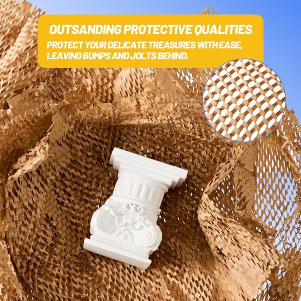 Honeycomb Packing Paper 15"Wx50'L-Bubble Wrap Substitute Alternative for Shipping, Moving Supplies, Small Business Packaging, Packing Boxes & Gifts Wrapping Paper with 20 Fragile Stickers - Image 5