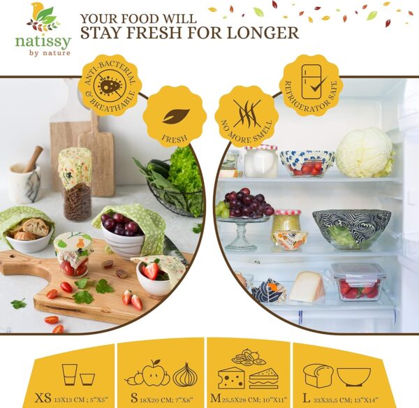 Reusable Beeswax Food Wrap; Roll 39″ Organic Beeswax Paper for Bread; Bowls & Food Storage Sustainable Alternative; Wax Paper for Covering Food Bowls - Image 3