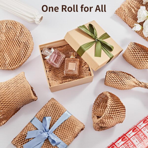 JARLINK Honeycomb Packing Paper, 15"x 213' Bubble Packing Wrap for Packing/Shipping/Moving, Eco-Friendly Bubble Packing Paper Wrapping Roll, Recyclable Moving Supplies With 20 Fragile Sticker Labels - Image 9
