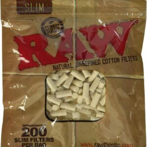 RAW Slim Natural Unrefined Cotton Filter Tips 200pc - 6mm 1 Pack