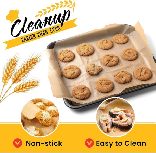 260 Sq.Ft Unbleached Parchment Paper for Baking – Roll with Cutter, Heavy Duty Non-Stick Brown Parchment for Baking, Cooking, Grilling, Steaming and Air Fryer, 15in x 210ft by Baker’s Signature - Image 2