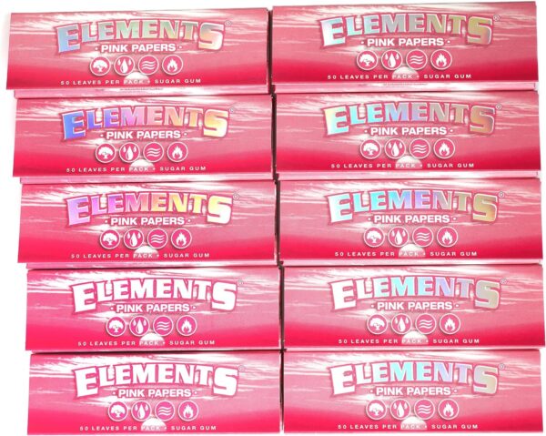 Elements PINK size 1 1/4 rolling paper - 10 booklets / 500 papers