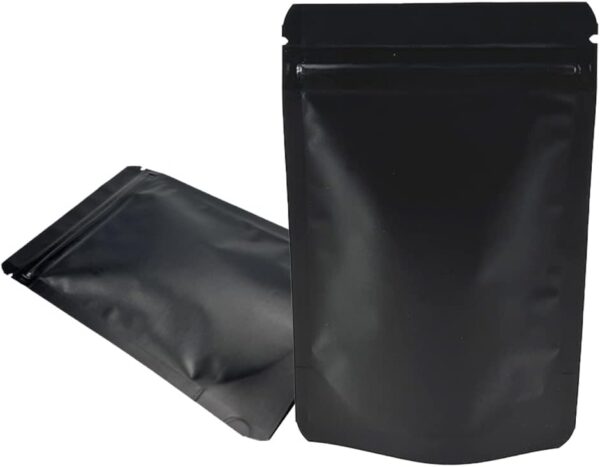 PABCK Stand-Up Resealable Heat Seal Bags 3.55mil Thick Mylar Frosted Black Foil Sealed Bags 50 Pieces 3.35x5.1 inch for Zip Packaging Lock Food Storage Pouch