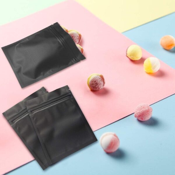 100 Pack Smell Proof Bags 3 x 4 Inch Resealable Mylar Bags Foil Pouch Bag Flat Bag Matte Black - Image 2