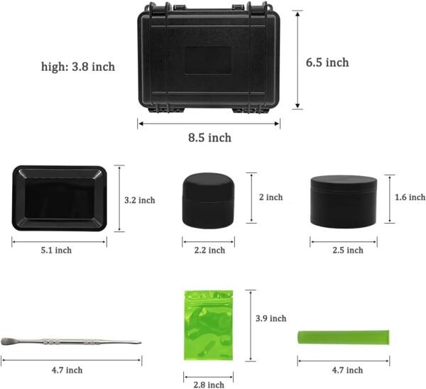 Vakuny Smell Proof Storage Box - ABS Plastic Storage Container with Lock - Portable Waterproof Box - Black Padded Storage Box - 14 Piece Accessories Kit Set Suit for Travel Gifts - Image 6