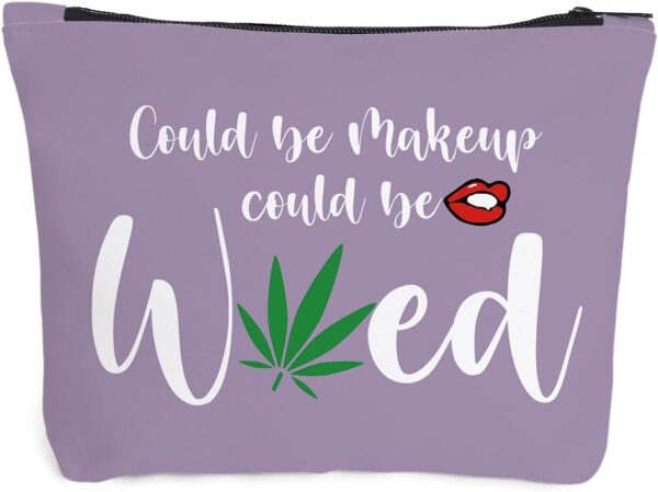 Makeup Bag, Travel Cosmetic Bag, For Women Best Friends Sister Funny Weed Gifts, Small Makeup Zipper Pouch Travel Accessories Organizer Bag Toiletry Case Gifts for Birthday Christmas. Purple
