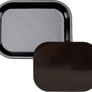 Metal Tray with Soft Magnetic Lid Black Tray with Spill Proof Cover Small Mini Rolling Trays Storage for Home or On-The-Go