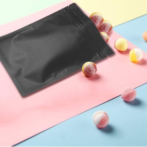 STUs 100 Pack Smell Proof Stand-Up Bags 4 x 6 Inch Resealable Mylar Bags Foil Pouch Double-Sided Bag Matte Black - Image 6