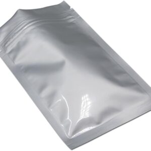 Flat Mylar Bags Zipper Lock Foil Bag 4 Mil Silver for Zip Food Storage Lock Resealable Aluminum Mylar Pouch Heat Sealable with Tear Notch (100, 3.3x5.5 inch)