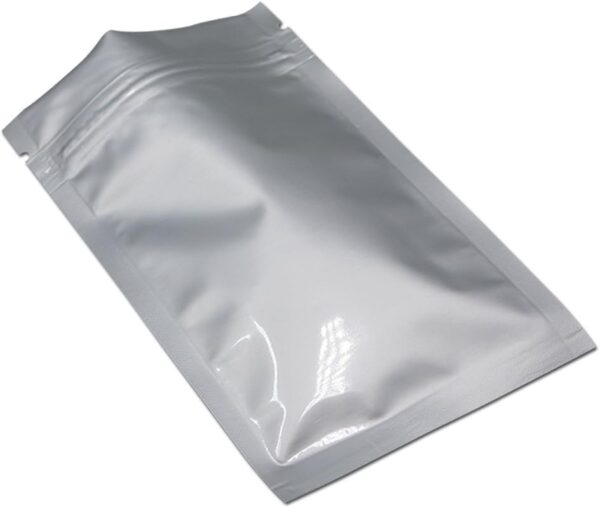 Flat Mylar Bags Zipper Lock Foil Bag 4 Mil Silver for Zip Food Storage Lock Resealable Aluminum Mylar Pouch Heat Sealable with Tear Notch (100, 3.3x5.5 inch)