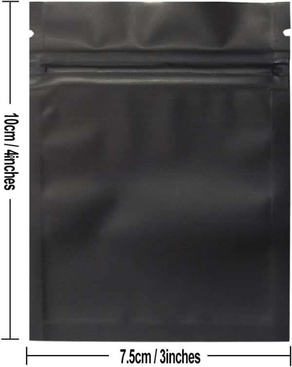 100 Pack Smell Proof Bags 3 x 4 Inch Resealable Mylar Bags Foil Pouch Bag Flat Bag Matte Black - Image 6