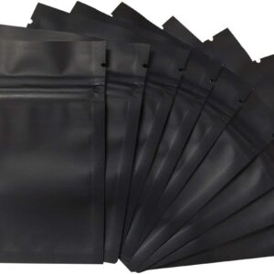 100 Pack Smell Proof Bags 3 x 4 Inch Resealable Mylar Bags Foil Pouch Bag Flat Bag Matte Black