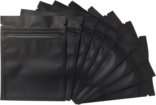 100 Pack Smell Proof Bags 3 x 4 Inch Resealable Mylar Bags Foil Pouch Bag Flat Bag Matte Black