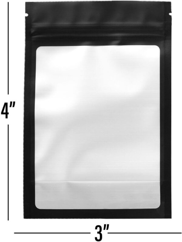 COLSEN Smell Proof Resealable Bags - Matte Black Mylar Bag 3x4 Inches (1oz) Strong Zipper Seal Clear Window Pouch for Food Storage, Candy, Snacks, Jewelry, Pills, Party Favors Packaging (100pack) - Image 2