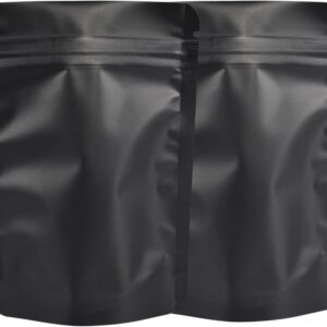 100 Pack Mylar Bag 3.5 Gram,4.7 Mil Thickness Smell Proof Bag,Stand-up Packaging Pouch,Resealable Ziplock Foil Food Storage Baggies Safe Material,4x5 Inches,Matte Black