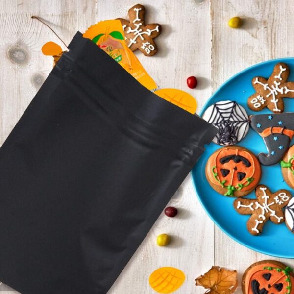 STUs 100 Pack Mylar Stand-Up Bags 5.5 x 7.9 Inch Smell Proof Bags Foil Pouch Double-Sided Mylar Bag Matte Black - Image 6