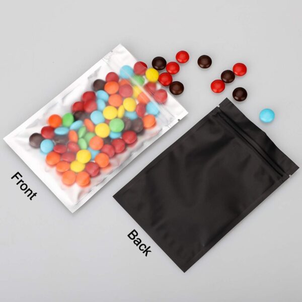 100 Pcs 5x7 inch Smell Proof Bags Resealable Mylar Bags Zip lock Foil Pouch Bags Clear Window Matte Black Food Safe Storage Packing - Image 5