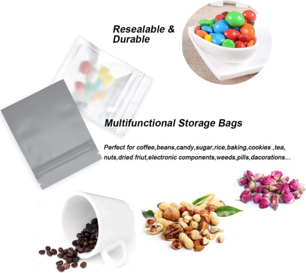 100 Pcs 5x7 inch Smell Proof Bags Resealable Mylar Bags Zip lock Foil Pouch Bags Clear Window Matte Black Food Safe Storage Packing - Image 7