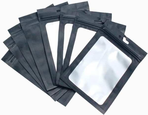 350 Pack- Smell Proof Resealable Mylar Pouch Bags, 3 x 4 Inches, Black with Food Grade Interior, Zero BPA, Candy, Eyelashes, Jewelry and More