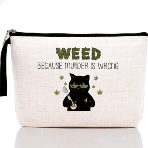 Hanamiya Na Funny Weed Leaf Makeup Bag Zipper Pouch Travel Bag Toiletry Bag for Women Stoner Friend Bestie Birthday Gifts, Funny Unique Humor Novelty Sarcasm Magic Makeup Bag - Because M is Wrong