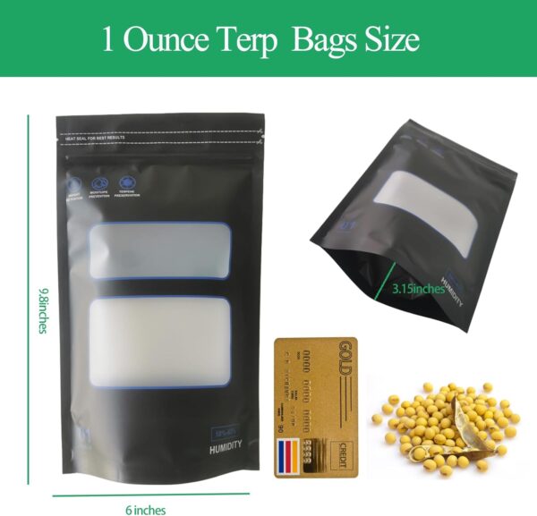 1 Ounce bags,Lock & Seal Storage & Curing terp Bags,Reusable Heat Sealable Bags for Food Storage (1 oz/28g) Sized at 6" x 9.8" x 3.15" Inches (20) - Image 2