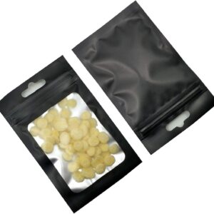 PABCK 100 Pieces Resealable Airtight Matte Window Zipper Lock Bags with Euro Hang Hole 2.3x3.9 inch(Inside Size 1.9x2.5inch) for Zip Food Storage Lock Pouch