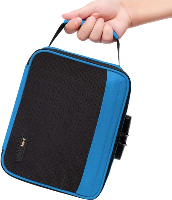 Storage Bag With Combination Lock, Carbon Lining Locking Storage Bag Lockable Organizer Cases Removable Dividers Water Resistant Zipper Great Choice for Travel (Blue) - Image 6