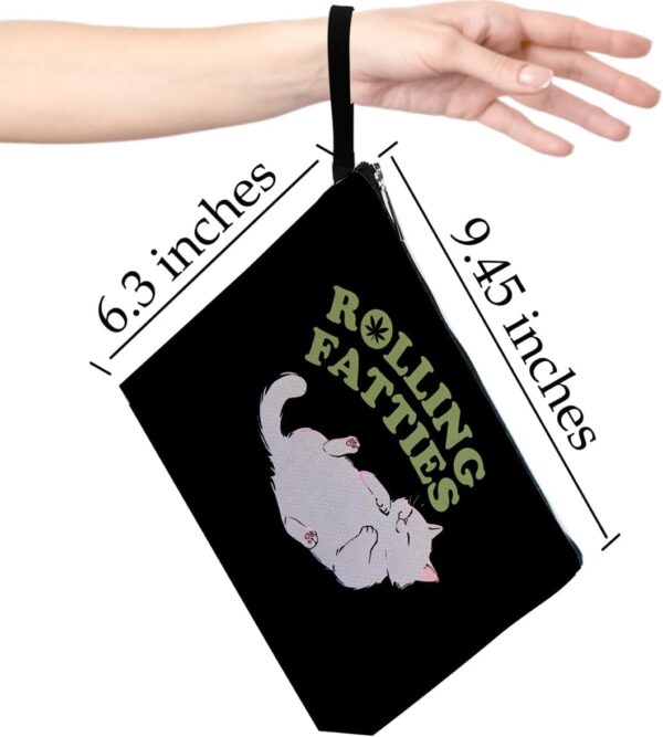Funny Weed Gift Leaf Makeup Bag Cat Lover Gifts Cosmetic Bag for Women Nurse Cat Themed Gifts Zipper Pouch Bag Cat Lady Gifts Weed Stuff Weed Accessories Travel Toiletry Bag for Birthday Christmas - Image 3