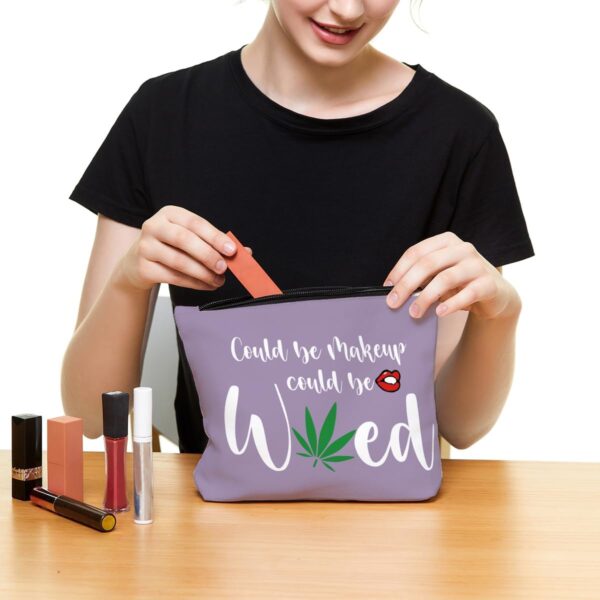 Makeup Bag, Travel Cosmetic Bag, For Women Best Friends Sister Funny Weed Gifts, Small Makeup Zipper Pouch Travel Accessories Organizer Bag Toiletry Case Gifts for Birthday Christmas. Purple - Image 4