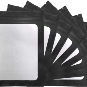 STUs 100 Pack Mylar Bags 5.5 x 7.9 Inch Resealable Smell Proof Bags with Clear Window Foil Pouch Bag Flat Bag Matte Black
