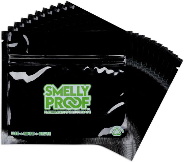 10pk 4-MIL Thick HEAVY DUTY Smelly Proof Reusable Bags Black, USA-Made, Reusable Food Storage Bags, Reusable Sandwich Bags, Reusable Freezer Bags, Non-Silicone Bags, 10 x Reusable Ziplock Bag, 6" x 4"